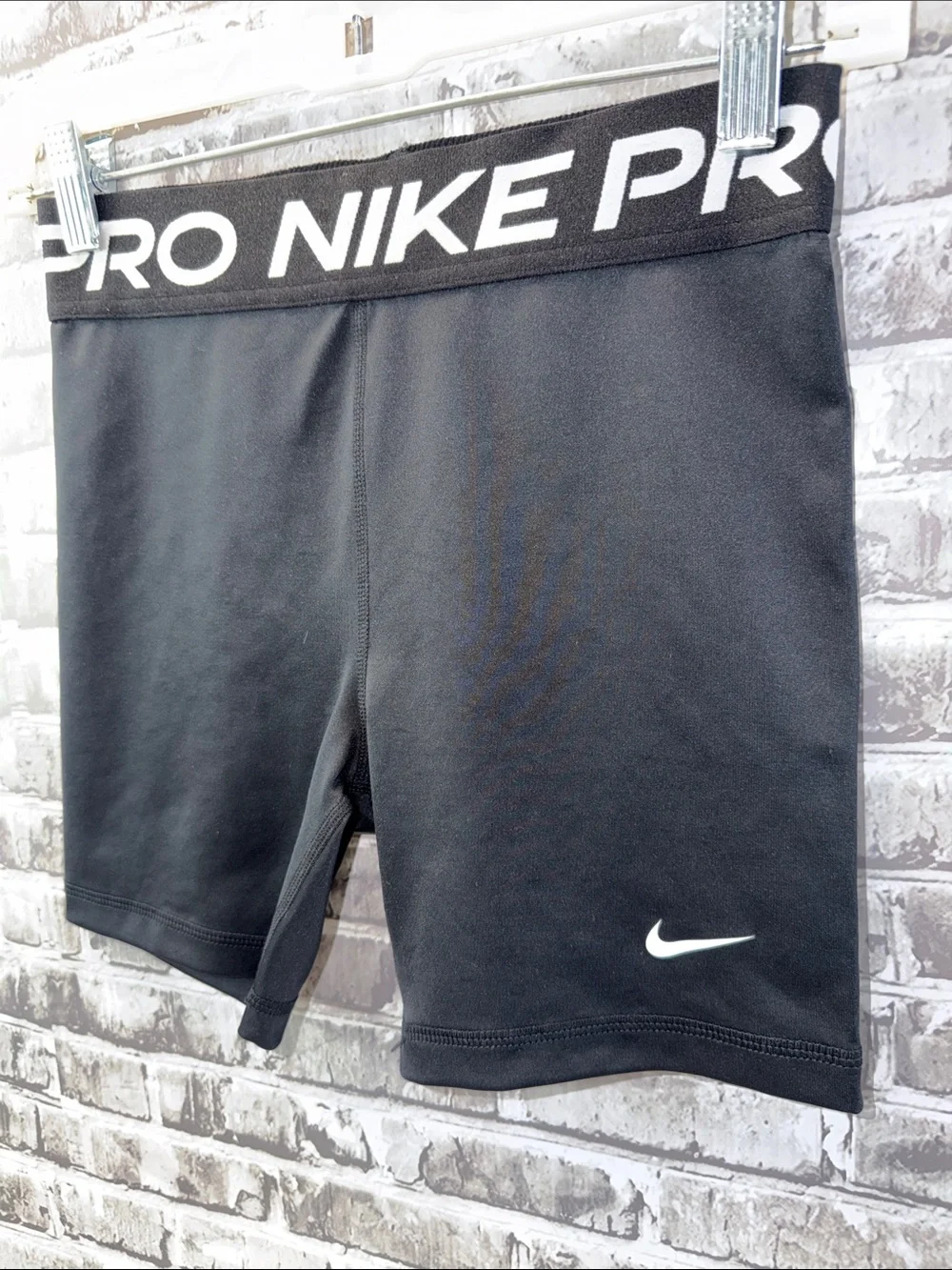 Nike‎ Pro Black Compression Shorts with White Swoosh